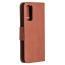 For Samsung Galaxy S20 FE 5G / S20 Lite Lambskin Texture Pure Color Horizontal Flip PU Leather Case with Holder & Card Slots & Wallet & Lanyard(Brown)
