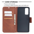 For Samsung Galaxy S20 FE 5G / S20 Lite Lambskin Texture Pure Color Horizontal Flip PU Leather Case with Holder & Card Slots & Wallet & Lanyard(Brown)