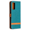 For Samsung Galaxy S20 FE 5G / S20 Lite Color Matching Denim Texture Horizontal Flip Leather Case with Holder & Card Slots & Wallet & Lanyard(Green)