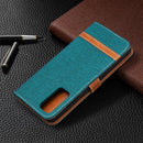 For Samsung Galaxy S20 FE 5G / S20 Lite Color Matching Denim Texture Horizontal Flip Leather Case with Holder & Card Slots & Wallet & Lanyard(Green)