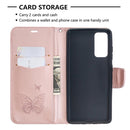 For Samsung Galaxy S20 FE 5G / S20 Lite Embossing Two Butterflies Pattern Horizontal Flip PU Leather Case with Holder & Card Slot & Wallet & Lanyard(Gold)