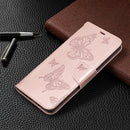 For Samsung Galaxy S20 FE 5G / S20 Lite Embossing Two Butterflies Pattern Horizontal Flip PU Leather Case with Holder & Card Slot & Wallet & Lanyard(Gold)