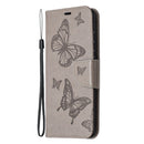 For Samsung Galaxy S20 FE 5G / S20 Lite Embossing Two Butterflies Pattern Horizontal Flip PU Leather Case with Holder & Card Slot & Wallet & Lanyard(Grey)