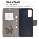 For Samsung Galaxy S20 FE 5G / S20 Lite Embossing Two Butterflies Pattern Horizontal Flip PU Leather Case with Holder & Card Slot & Wallet & Lanyard(Grey)