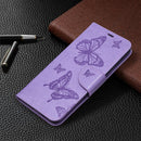 For Samsung Galaxy S20 FE 5G / S20 Lite Embossing Two Butterflies Pattern Horizontal Flip PU Leather Case with Holder & Card Slot & Wallet & Lanyard(Purple)