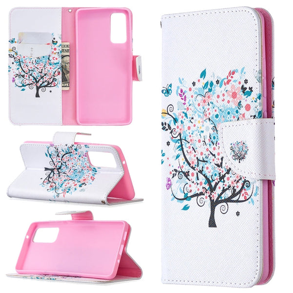 For Samsung Galaxy S20 FE 5G / S20 Lite Colored Drawing Pattern Horizontal Flip Leather Case with Holder & Card Slots & Wallet(Little Tree)