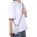 For iPhone 12 / 12 Pro Four-Corner Shockproof Transparent TPU Case with Lanyard(Wine Red)