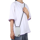 For iPhone 12 / 12 Pro Four-Corner Shockproof Transparent TPU Case with Lanyard(Black)