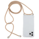 For iPhone 12 / 12 Pro Four-Corner Shockproof Transparent TPU Case with Lanyard(Gold)