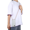 For iPhone 12 / 12 Pro Four-Corner Shockproof Transparent TPU Case with Lanyard(Gold)