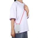 For iPhone 12 / 12 Pro Four-Corner Shockproof Transparent TPU Case with Lanyard(Red)