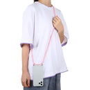 For iPhone 12 / 12 Pro Four-Corner Shockproof Transparent TPU Case with Lanyard(Light Pink)