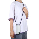 For iPhone 12 / 12 Pro Four-Corner Shockproof Transparent TPU Case with Lanyard(Dark Grey)