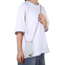 For iPhone 12 / 12 Pro Four-Corner Shockproof Transparent TPU Case with Lanyard(Pink)