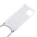 For iPhone 12 / 12 Pro Four-Corner Shockproof Transparent TPU Case with Lanyard(Purple Blue Yellow)