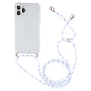 For iPhone 12 / 12 Pro Four-Corner Shockproof Transparent TPU Case with Lanyard(White Grey)
