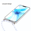 For iPhone 12 / 12 Pro Four-Corner Shockproof Transparent TPU Case with Lanyard(White Grey)