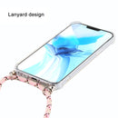 For iPhone 12 / 12 Pro Four-Corner Shockproof Transparent TPU Case with Lanyard(Pink Yellow)
