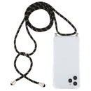 For iPhone 12 / 12 Pro Four-Corner Shockproof Transparent TPU Case with Lanyard(Black Gold)