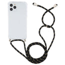 For iPhone 12 / 12 Pro Four-Corner Shockproof Transparent TPU Case with Lanyard(Black Gold)