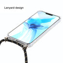 For iPhone 12 / 12 Pro Four-Corner Shockproof Transparent TPU Case with Lanyard(Black Gold)