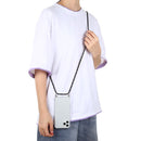 For iPhone 12 / 12 Pro Four-Corner Shockproof Transparent TPU Case with Lanyard(Black Gold)