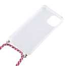 For iPhone 12 / 12 Pro Four-Corner Shockproof Transparent TPU Case with Lanyard(Red Grey Yellow)