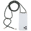For iPhone 12 / 12 Pro Four-Corner Shockproof Transparent TPU Case with Lanyard(Green Black)