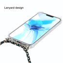 For iPhone 12 / 12 Pro Four-Corner Shockproof Transparent TPU Case with Lanyard(Green Black)