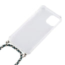 For iPhone 12 / 12 Pro Four-Corner Shockproof Transparent TPU Case with Lanyard(Green Black)