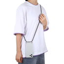 For iPhone 12 / 12 Pro Four-Corner Shockproof Transparent TPU Case with Lanyard(Green Black)