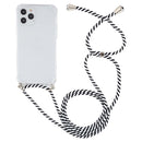 For iPhone 12 / 12 Pro Four-Corner Shockproof Transparent TPU Case with Lanyard(Zebra)