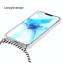 For iPhone 12 / 12 Pro Four-Corner Shockproof Transparent TPU Case with Lanyard(Zebra)