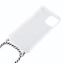 For iPhone 12 / 12 Pro Four-Corner Shockproof Transparent TPU Case with Lanyard(Zebra)