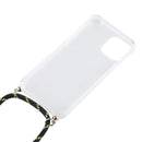 For iPhone 12 / 12 Pro Four-Corner Shockproof Transparent TPU Case with Lanyard(Black Green)