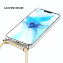 For iPhone 12 / 12 Pro Four-Corner Shockproof Transparent TPU Case with Lanyard(Grey Yellow)