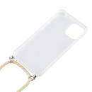 For iPhone 12 / 12 Pro Four-Corner Shockproof Transparent TPU Case with Lanyard(Grey Yellow)