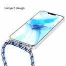 For iPhone 12 / 12 Pro Four-Corner Shockproof Transparent TPU Case with Lanyard(Blue White)