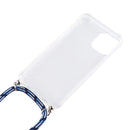 For iPhone 12 / 12 Pro Four-Corner Shockproof Transparent TPU Case with Lanyard(Blue White)