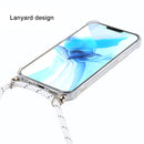 For iPhone 12 / 12 Pro Four-Corner Shockproof Transparent TPU Case with Lanyard(White Black)