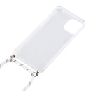 For iPhone 12 / 12 Pro Four-Corner Shockproof Transparent TPU Case with Lanyard(White Black)