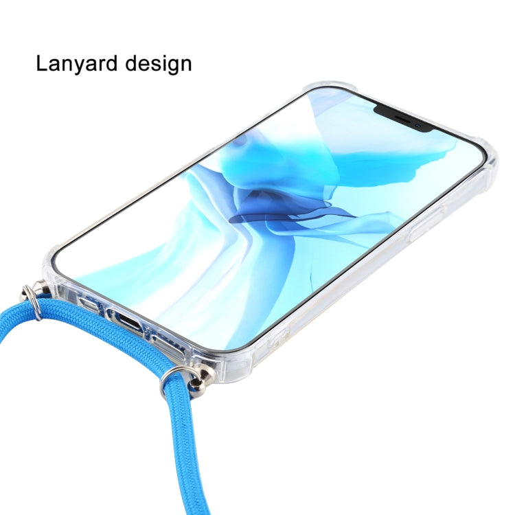 For iPhone 12 Pro Max Four-Corner Shockproof Transparent TPU Case with Lanyard(Black)