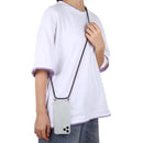 For iPhone 12 Pro Max Four-Corner Shockproof Transparent TPU Case with Lanyard(Dark Blue)