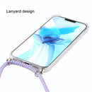 For iPhone 12 Pro Max Four-Corner Shockproof Transparent TPU Case with Lanyard(Purple Blue Yellow)