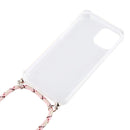 For iPhone 12 Pro Max Four-Corner Shockproof Transparent TPU Case with Lanyard(Pink Yellow)