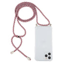 For iPhone 12 Pro Max Four-Corner Shockproof Transparent TPU Case with Lanyard(Purple Red)