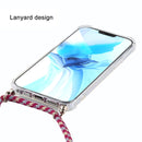 For iPhone 12 Pro Max Four-Corner Shockproof Transparent TPU Case with Lanyard(Red Grey Yellow)