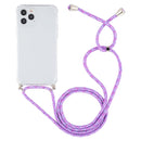 For iPhone 12 Pro Max Four-Corner Shockproof Transparent TPU Case with Lanyard(Purple)