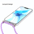 For iPhone 12 Pro Max Four-Corner Shockproof Transparent TPU Case with Lanyard(Purple)