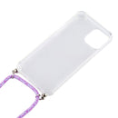 For iPhone 12 Pro Max Four-Corner Shockproof Transparent TPU Case with Lanyard(Purple)